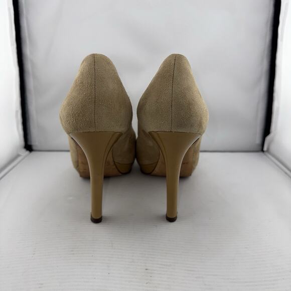 Kate Spade New York Round Toe Pump 3.5” Heels Beige‎ Suede 8B Made In Italy - Picture 3 of 13